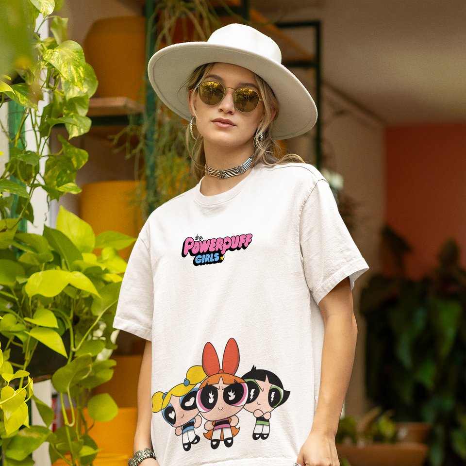 Powerpuff Girls Oversized T-Shirt – Blossom, Bubbles & Buttercup Graphic Tee